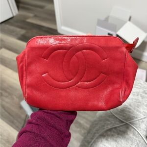CHANEL Vibrant Red Cosmetic Bag